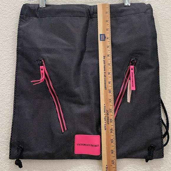 VSX VICTORIA’s SECRET Sport Black/Pink Mesh Drawstring Gym Bag Backpack NWT - Picture 6 of 10
